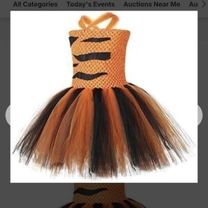 Orange/Black TutuDream Tiger Costume 3 Pieces, Includes Tail And Ears